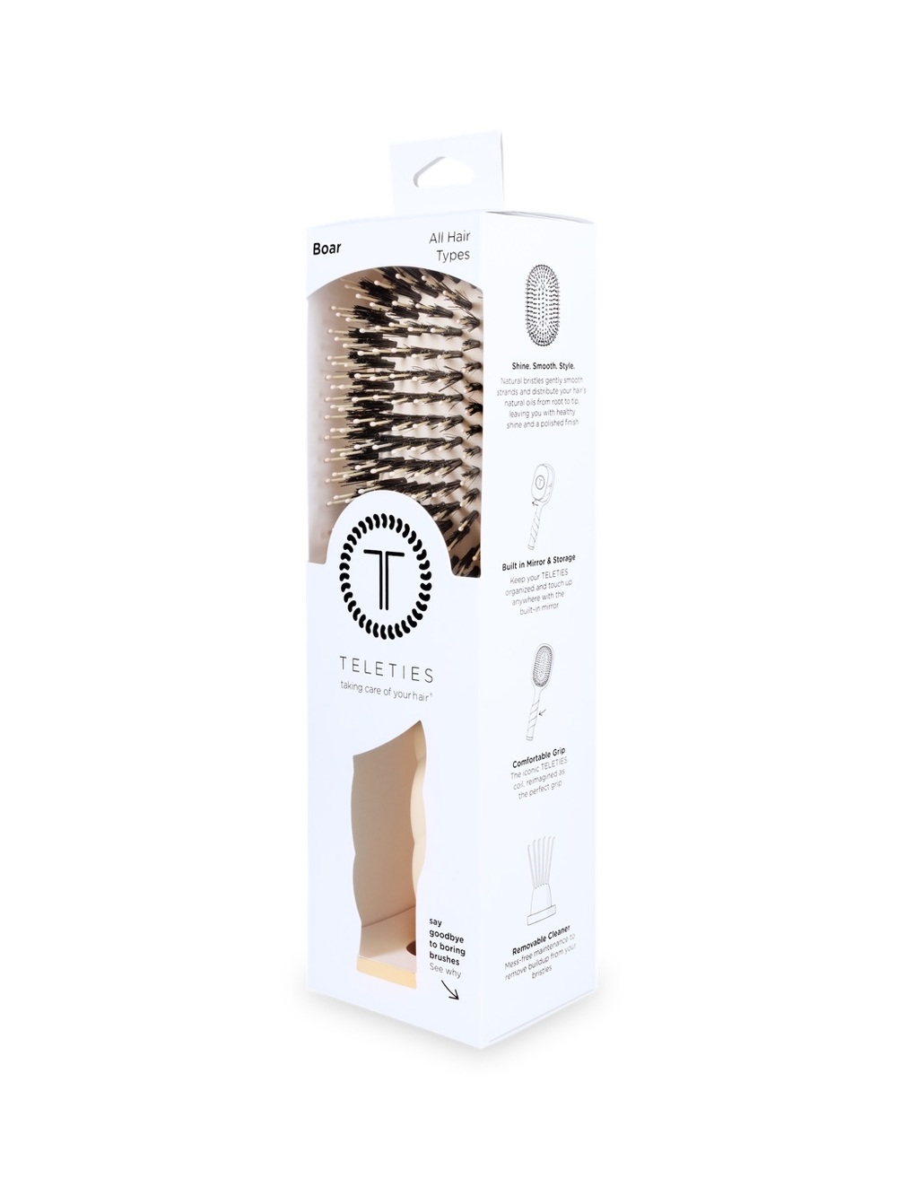 TELETIES - Boar Bristle Hair Brush | Tan